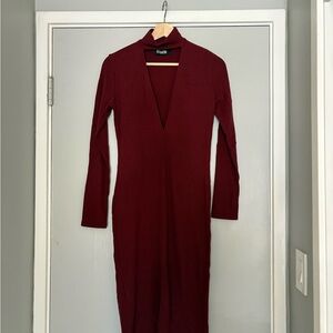 Reformation Deep Red Long Sleeve Dress